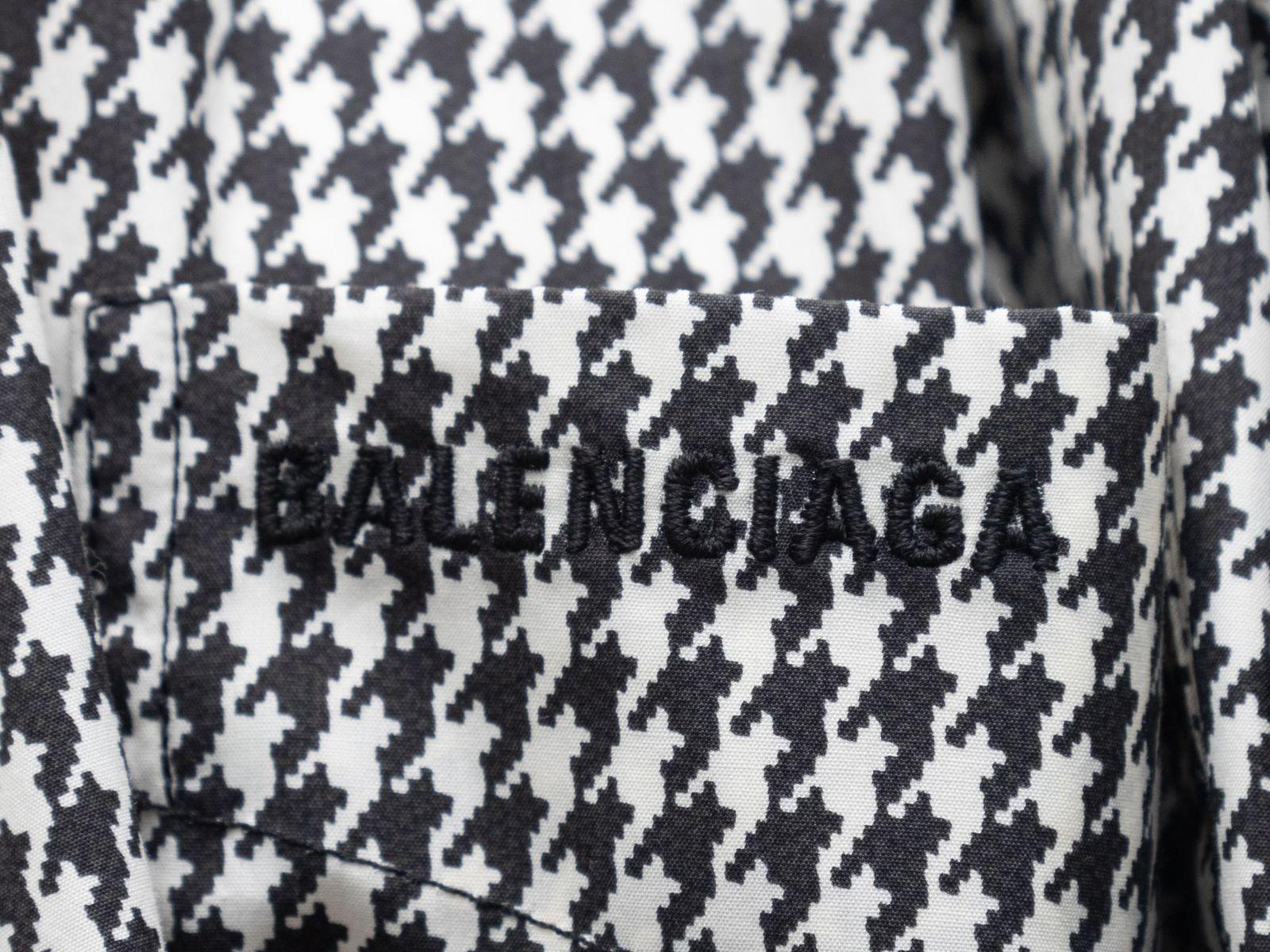 Balenciaga Black & White Houndstooth Button-Up Top 1