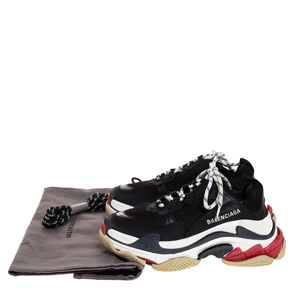 Balenciaga Black/White Leather and Mesh Triple S Platform Sneakers Size 35 2