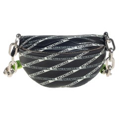 Balenciaga Black/White Leather XS Souvenir Bike Chain Bag