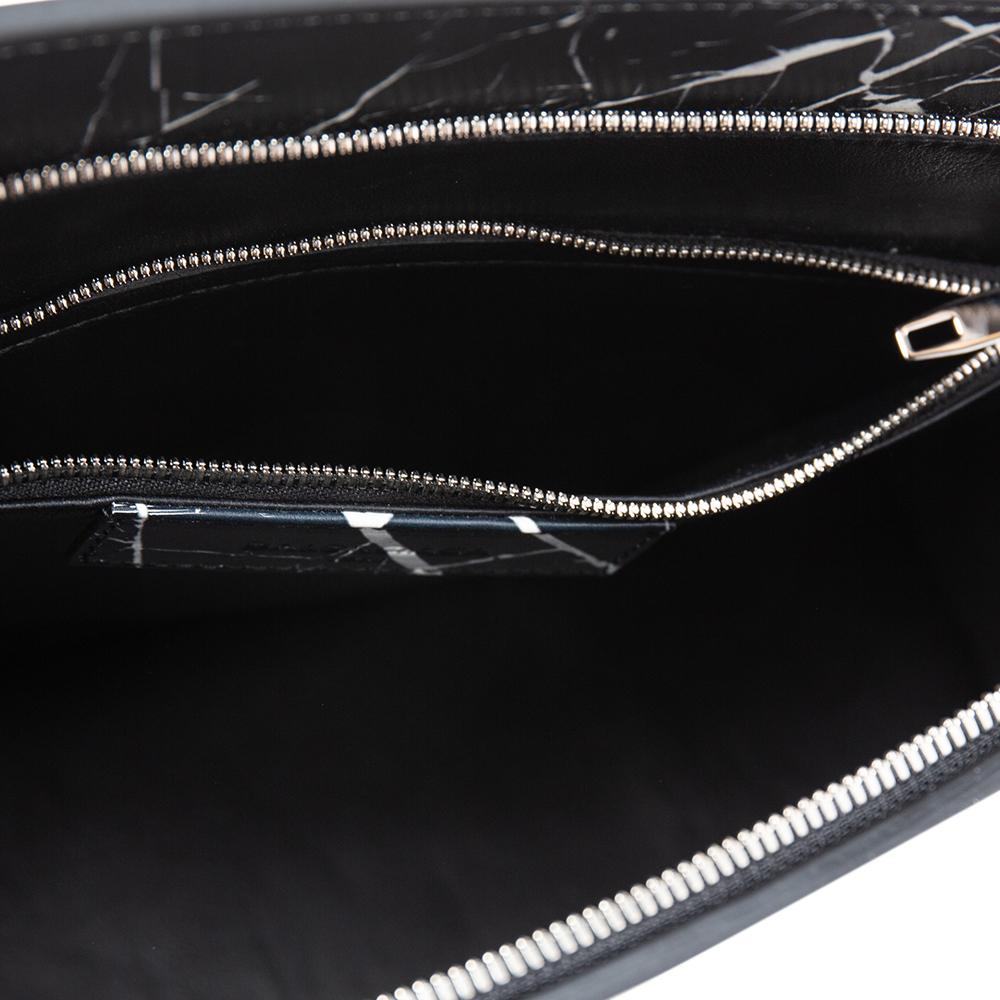 Balenciaga Black/White Marble Print Leather Le Dix Cartable Top Handle Bag 4
