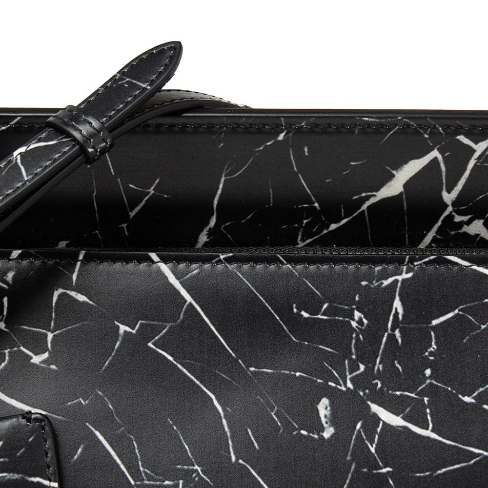 Balenciaga Black/White Marble Print Leather Le Dix Cartable Top Handle Bag 2