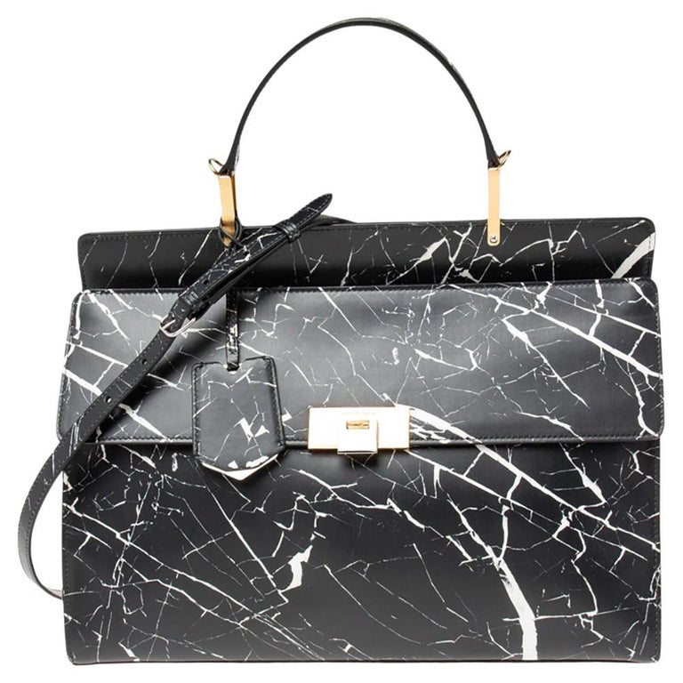 Balenciaga Black/White Marble Print Leather Le Dix Cartable Top Handle Bag  at 1stDibs | balenciaga marble bag, balenciaga marble tote, balenciaga  marble clutch