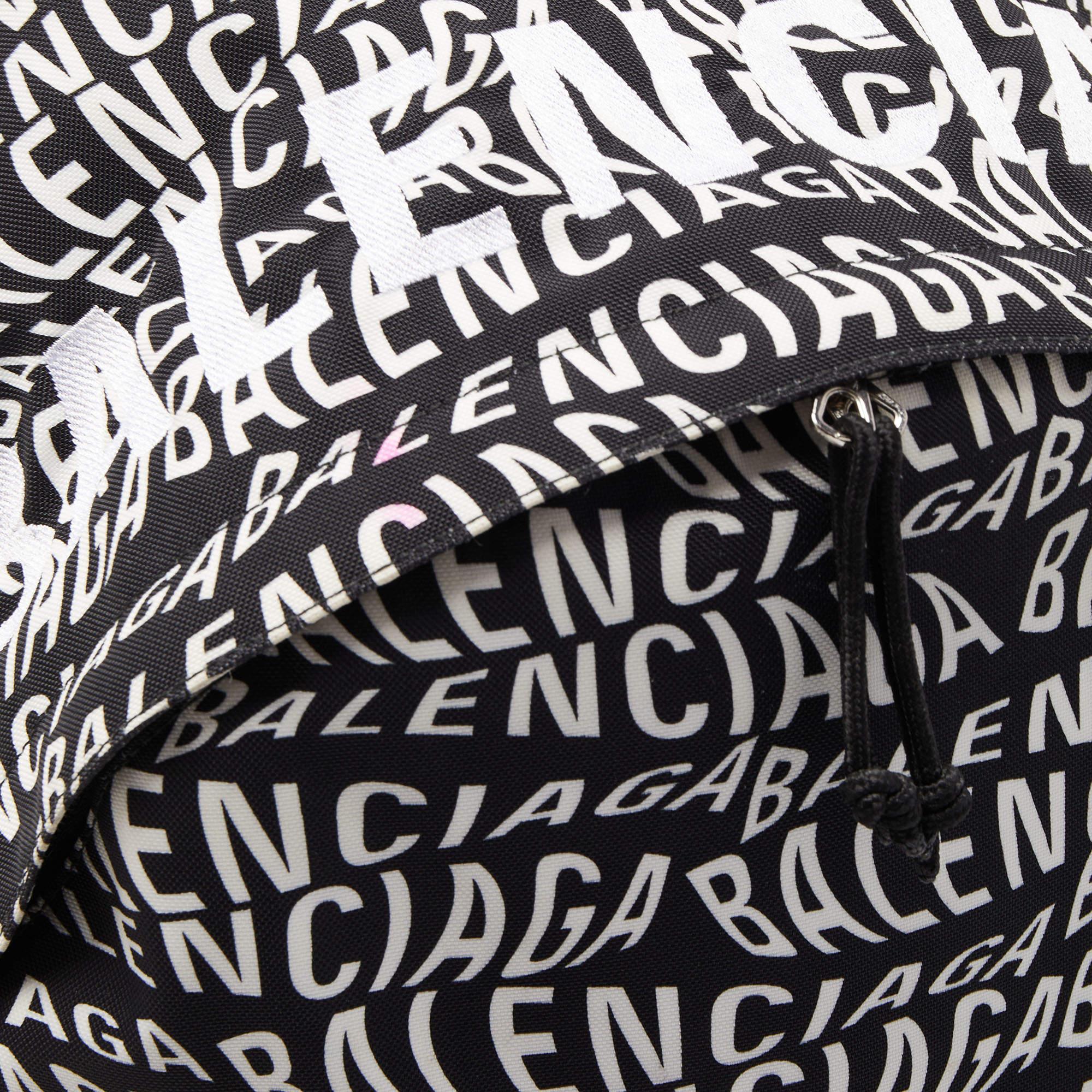 Balenciaga Black/White Nylon Wave Logo Backpack 2