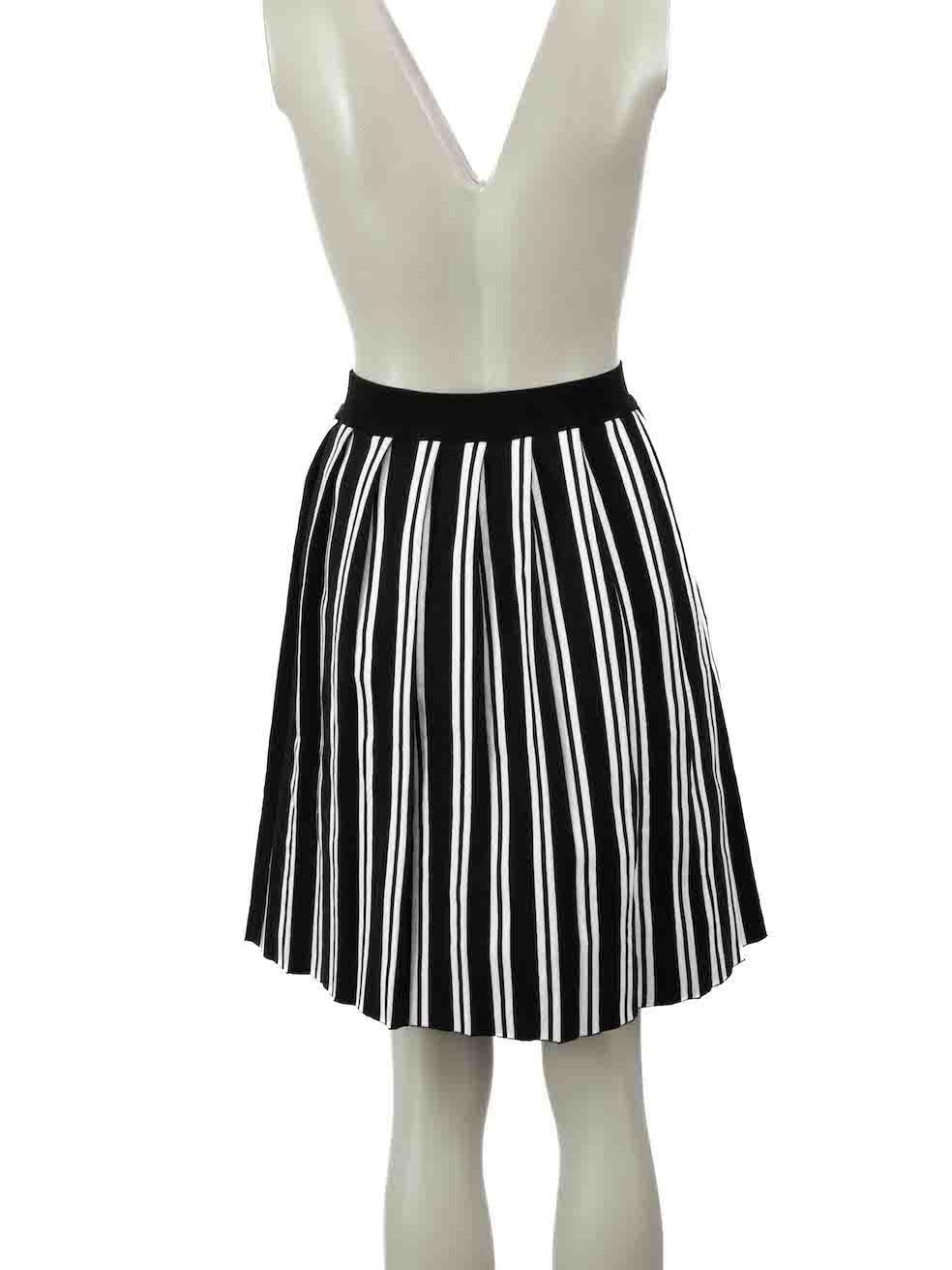 Balenciaga Black & White Striped Pleated Skirt Size L In Excellent Condition In London, GB