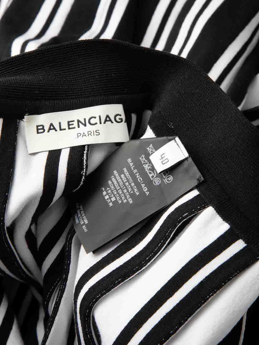 Women's Balenciaga Black & White Striped Pleated Skirt Size L
