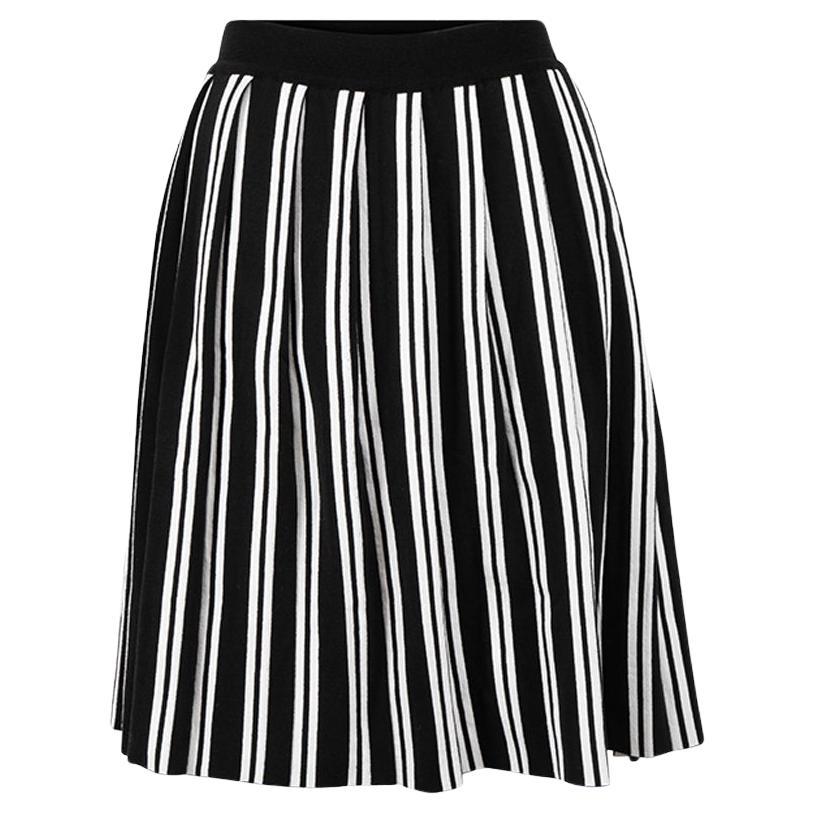 Balenciaga Black & White Striped Pleated Skirt Size L