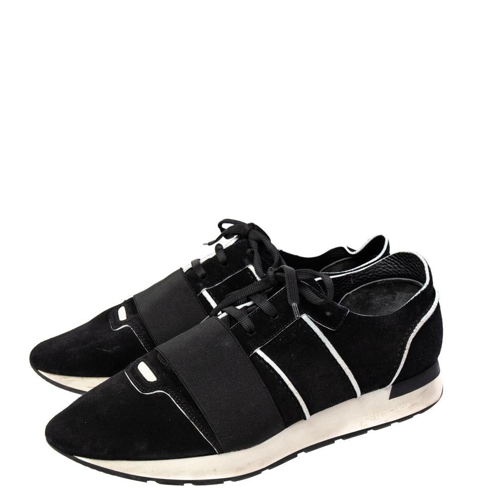 Balenciaga Black/White Suede And Leather Race Runner Sneaker Size 43 at  1stDibs