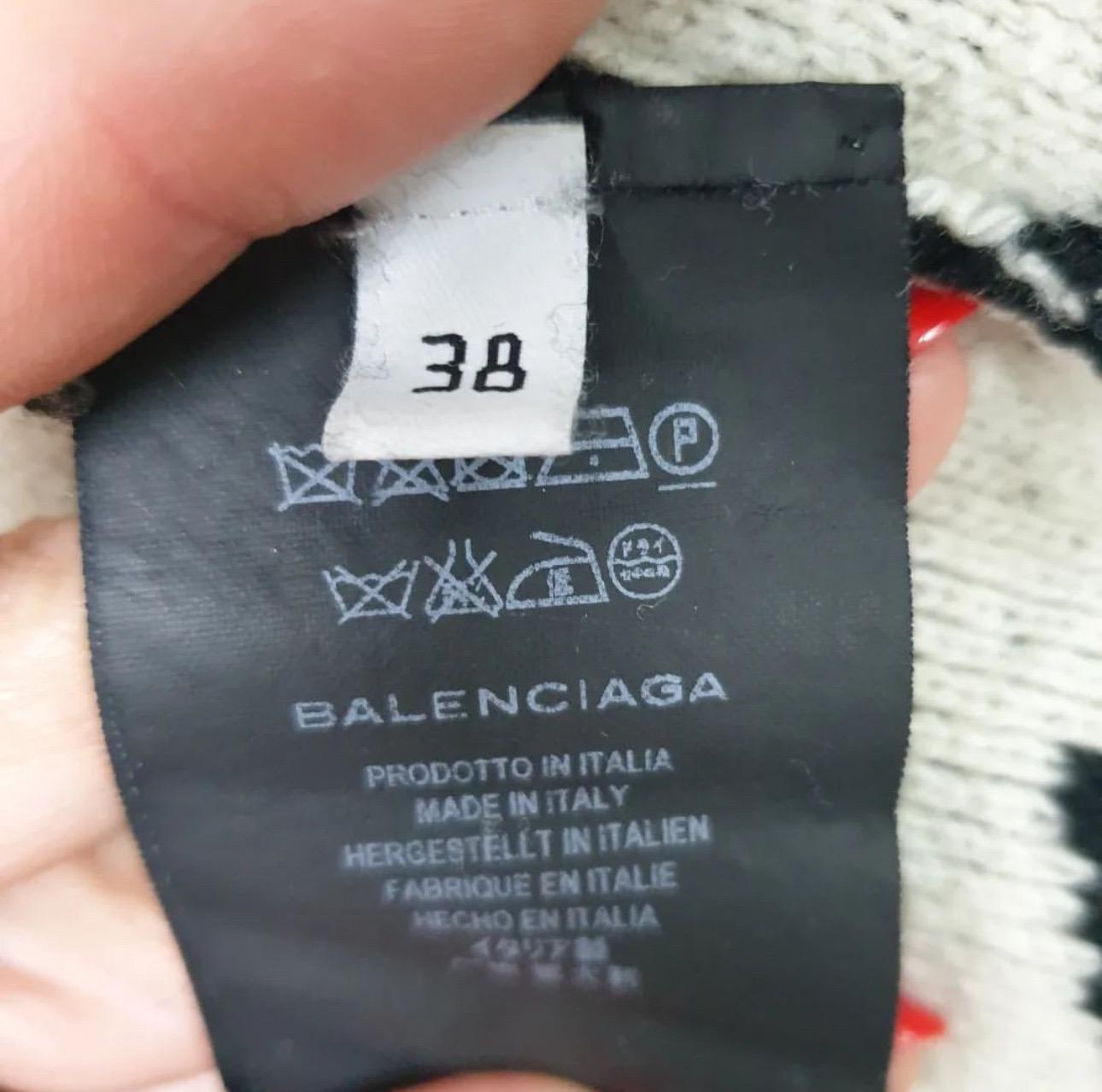 Balenciaga Black White Turtleneck Tunic Sweter In Good Condition For Sale In Krakow, PL