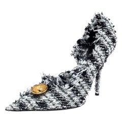 Pompe D'orsay Balenciaga en tweed noir/blanc Taille 39