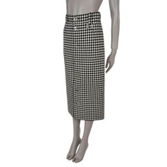 BALENCIAGA black & white wool 2018 HOUNDSTOOTH MIDI Skirt 34 XS