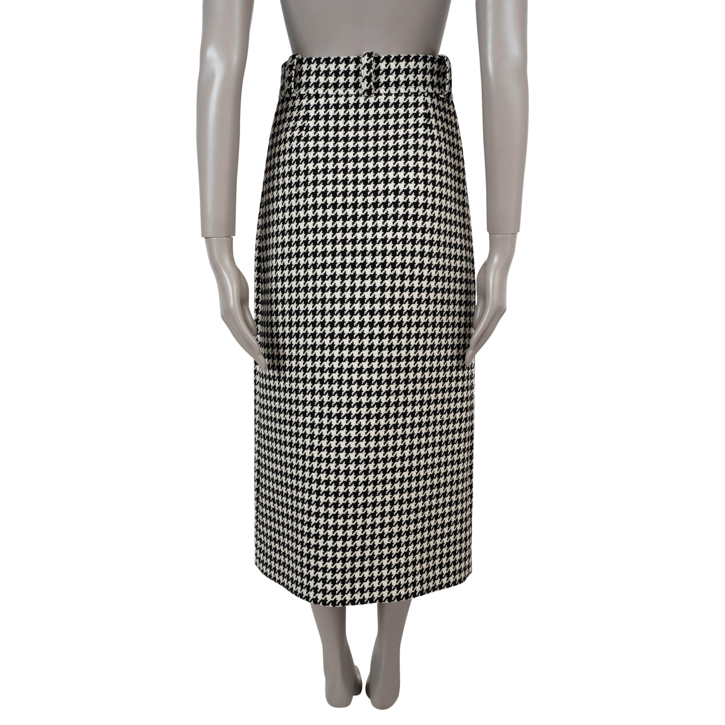 BALENCIAGA black & white wool 2018 HOUNDSTOOTH MIDI Skirt 34 XS (Grau) im Angebot