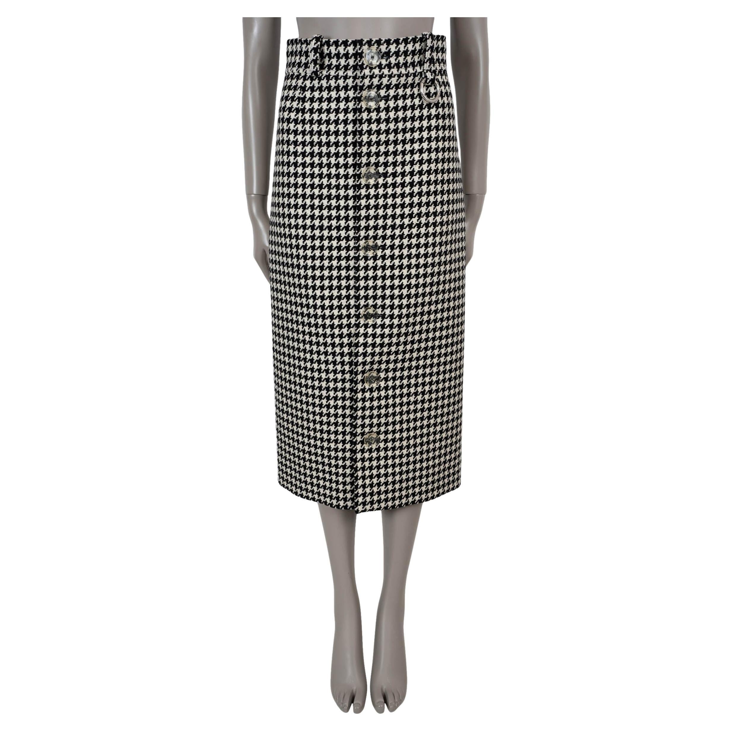 BALENCIAGA black & white wool 2018 HOUNDSTOOTH MIDI Skirt 34 XS im Angebot