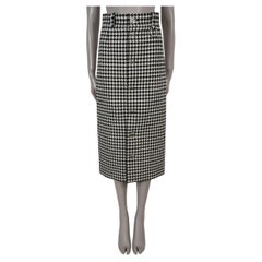 BALENCIAGA black & white wool 2018 HOUNDSTOOTH MIDI Skirt 34 XS