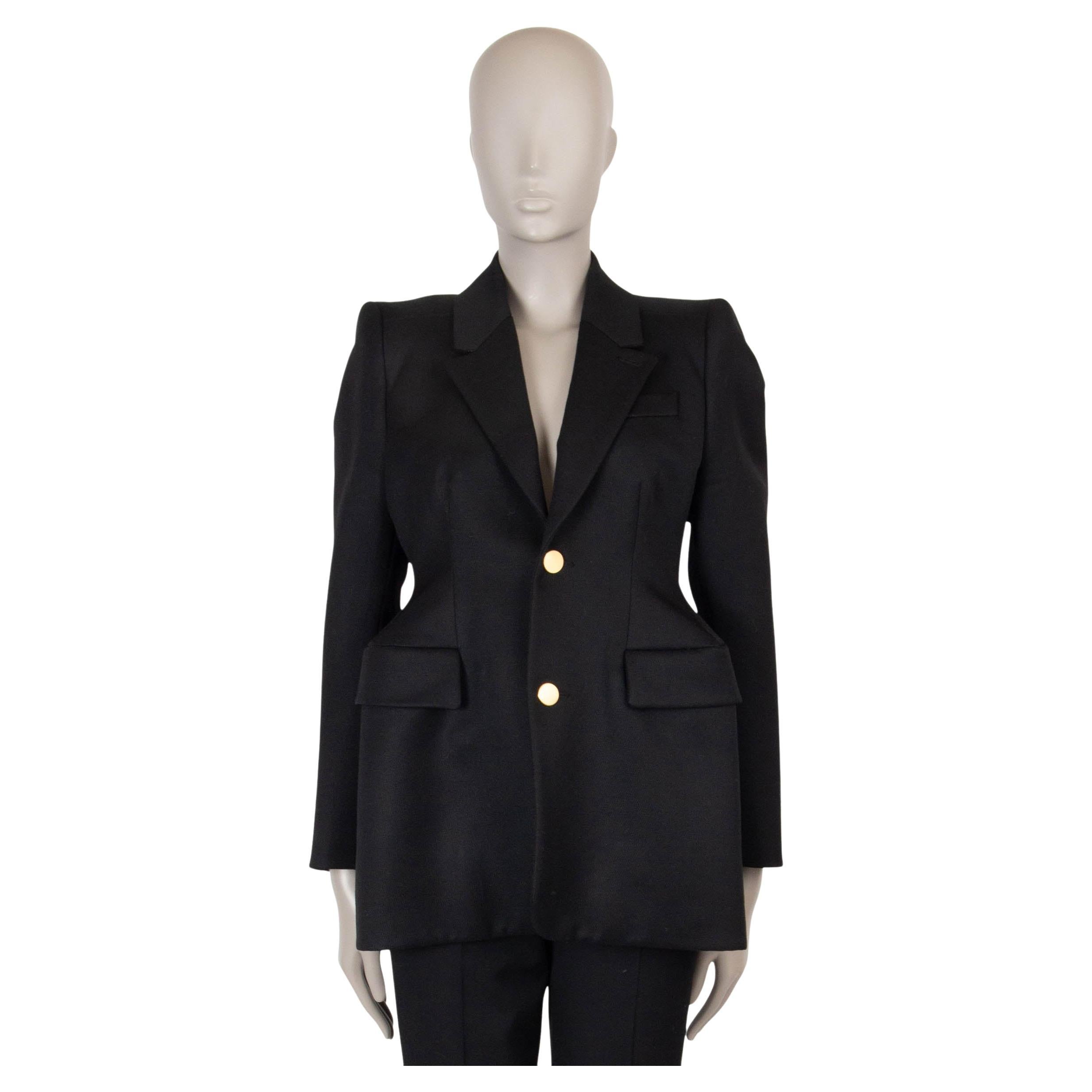 Balenciaga giacca blazer 2016 HOURGLASS in lana nera 38 S
