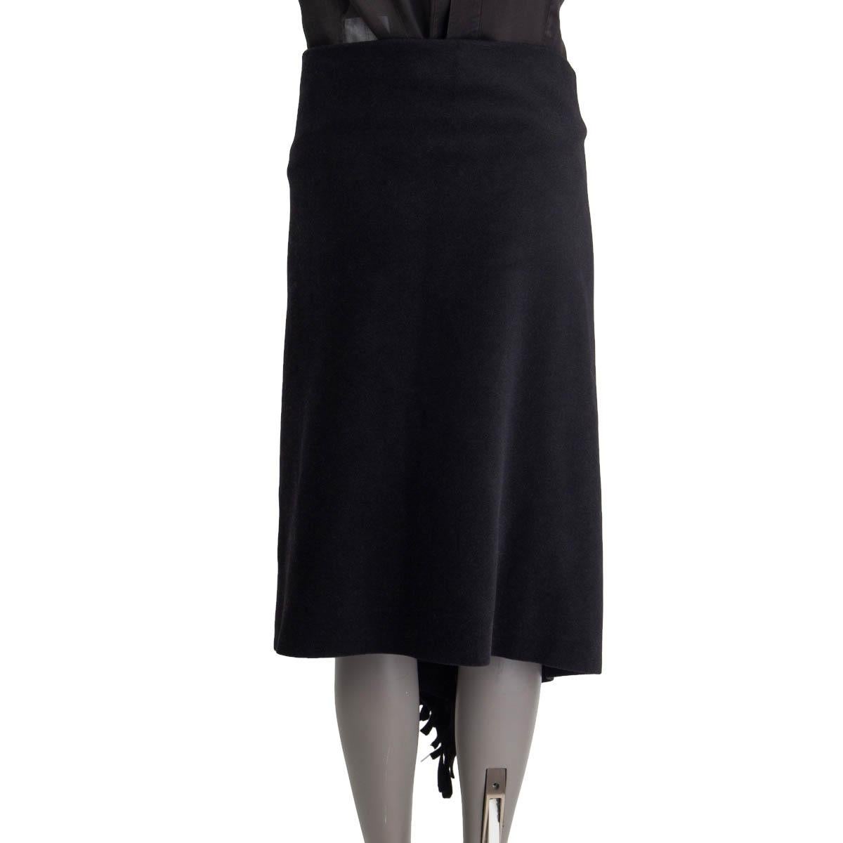 Black BALENCIAGA black wool 2018 FRINGED ASYMMETRIC Skirt 38 S