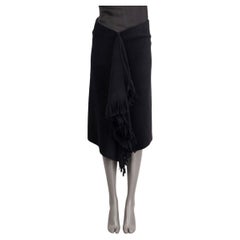 BALENCIAGA black wool 2018 FRINGED ASYMMETRIC Skirt 38 S