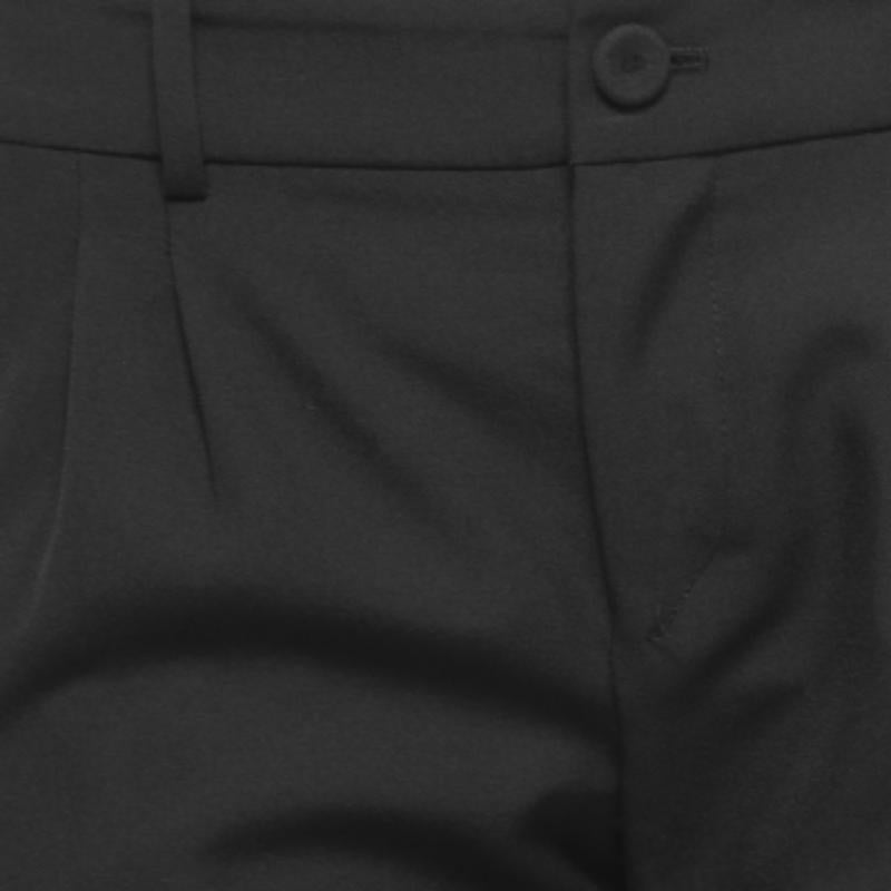Balenciaga Schwarz Wollmischung Plissiert Gerade Passform Hose M im Angebot 1