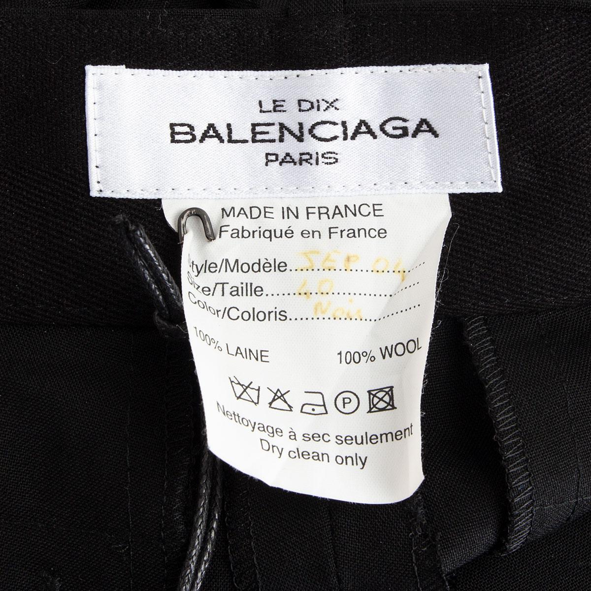 BALENCIAGA black wool CLASSIC CUFFED Straight Leg Pants 40 M In Excellent Condition For Sale In Zürich, CH