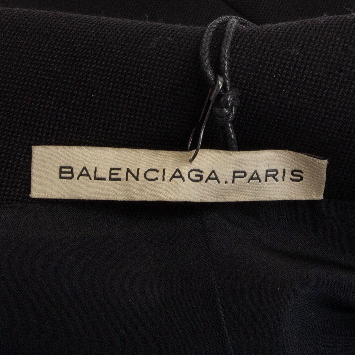 Black BALENCIAGA black wool COLLARED SHORT SLEEVE MINI Dress 36 XS