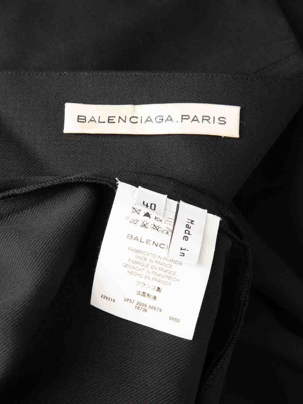 Balenciaga Schwarzes drapiertes Kleid aus Wolle mit Details Größe L Damen im Angebot