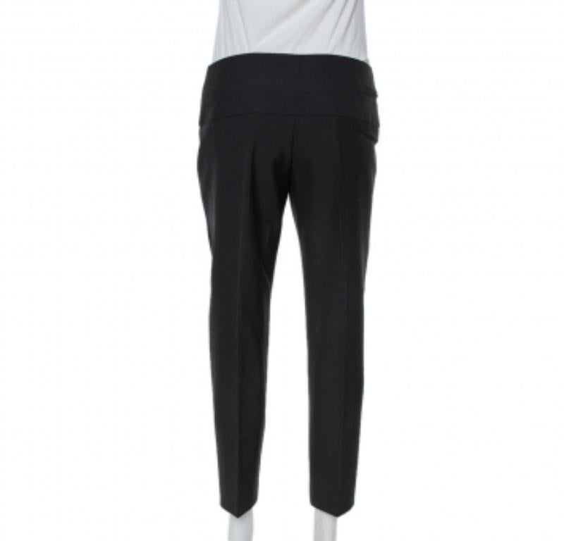 Women's Balenciaga Black Wool Flap Closure Detail Tailored Pants M For Sale