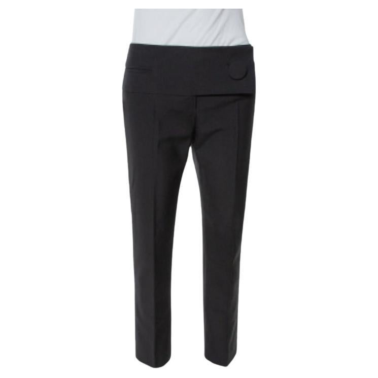 Balenciaga Black Wool Flap Closure Detail Tailored Pants M For Sale
