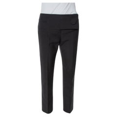 Balenciaga Black Wool Flap Closure Detail Tailored Pants M