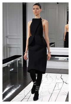 Balenciaga Black Wool Halter Dress 2013