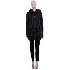 BALENCIAGA black wool HOODED CHUNKY KNIT Jacket 38 S