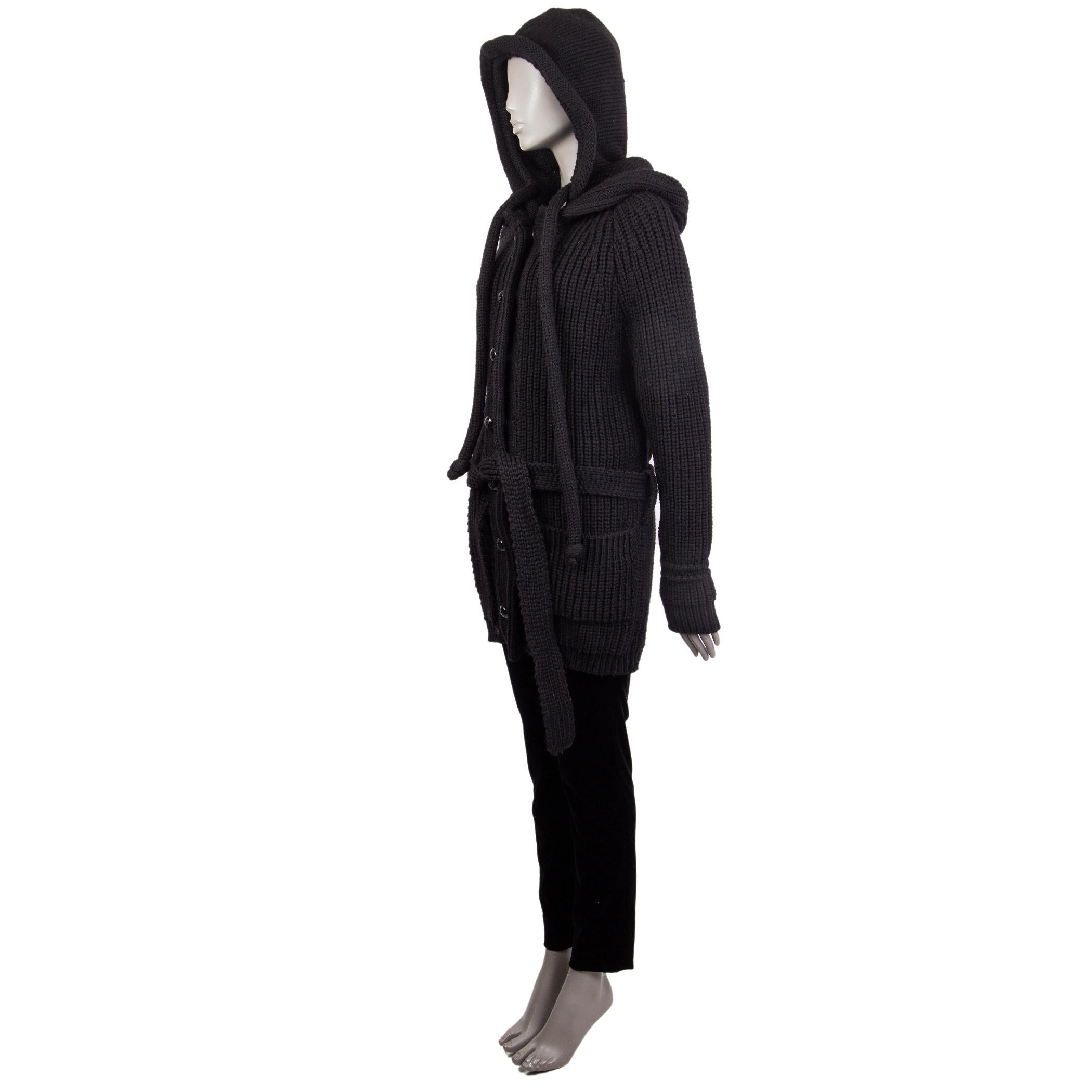 BALENCIAGA Veste en laine noire HOODED CHUNKY Knit 38 S Pour femmes en vente