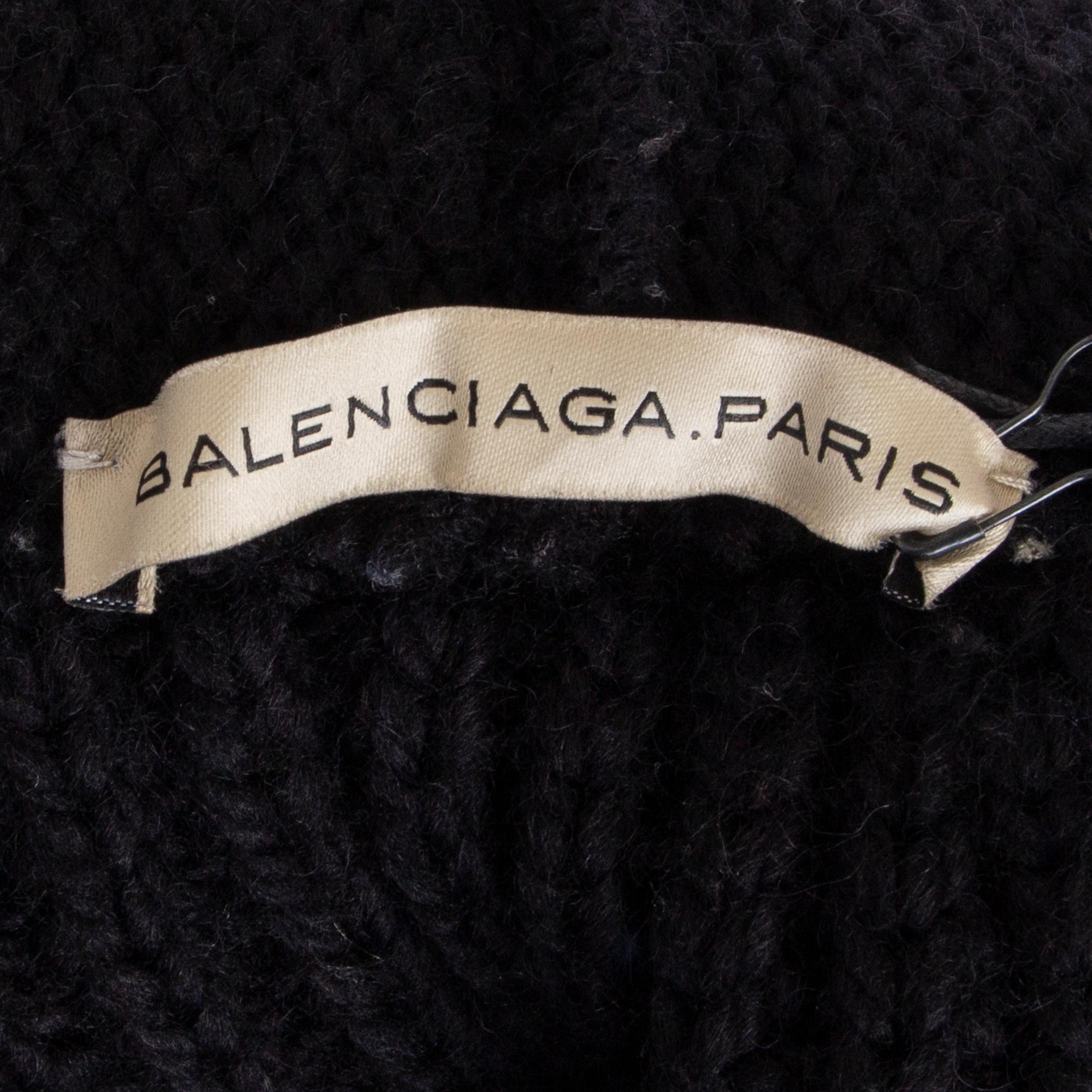 BALENCIAGA black wool HOODED CHUNKY KNIT Jacket 38 S For Sale 2