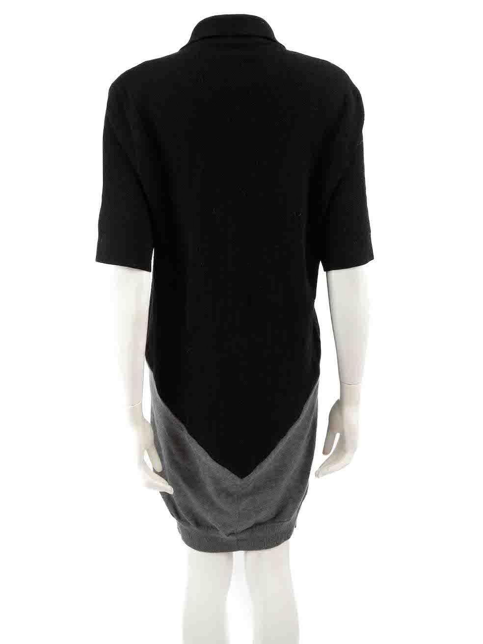 Balenciaga Black Wool Knit Contrast Panel Dress Size XL In Good Condition For Sale In London, GB