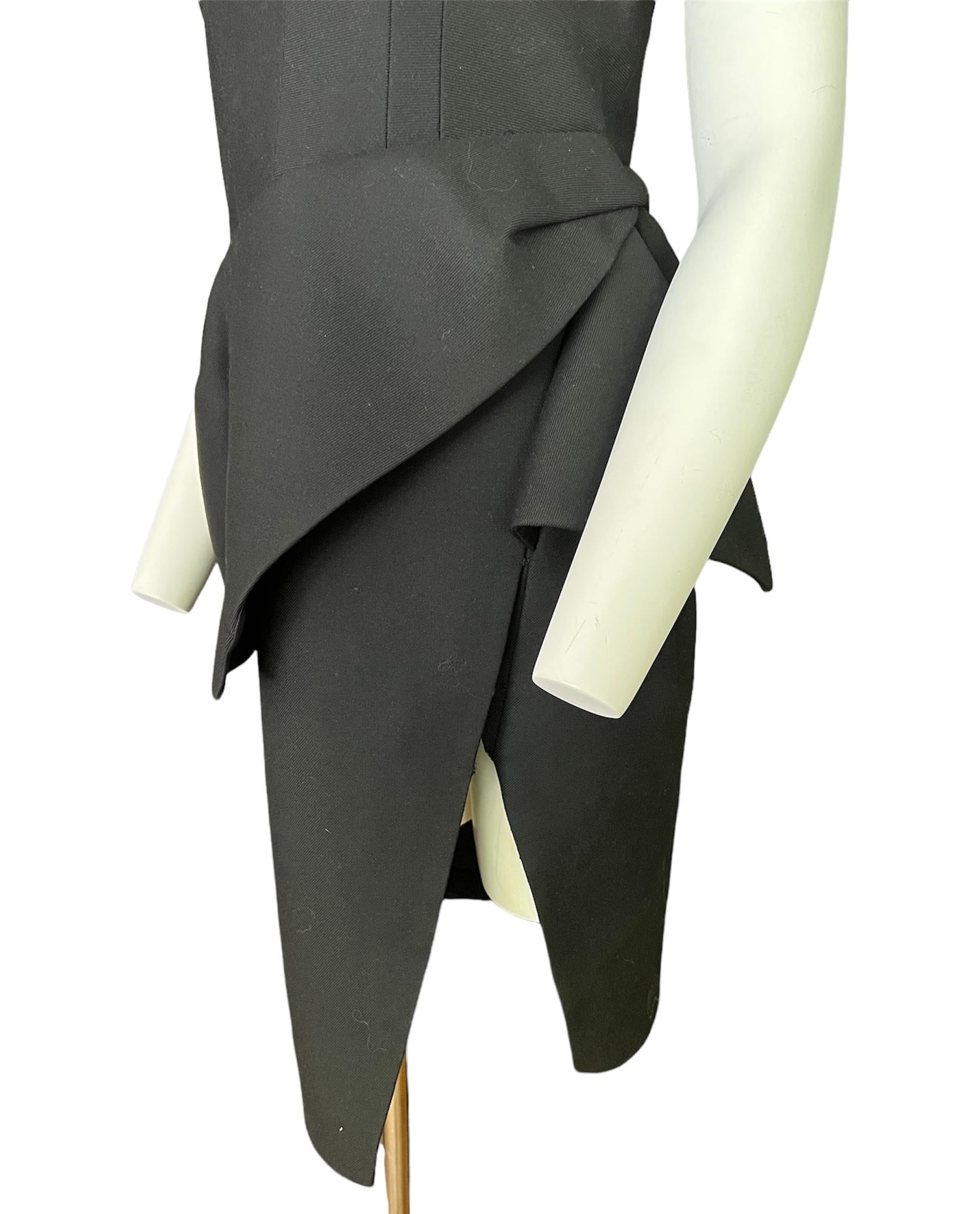 Balenciaga Black Wool Midi Dress, Size 44 For Sale 1