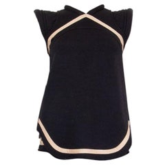 BALENCIAGA black wool PADDED SHOULDER Sleeveless Shirt 38 S