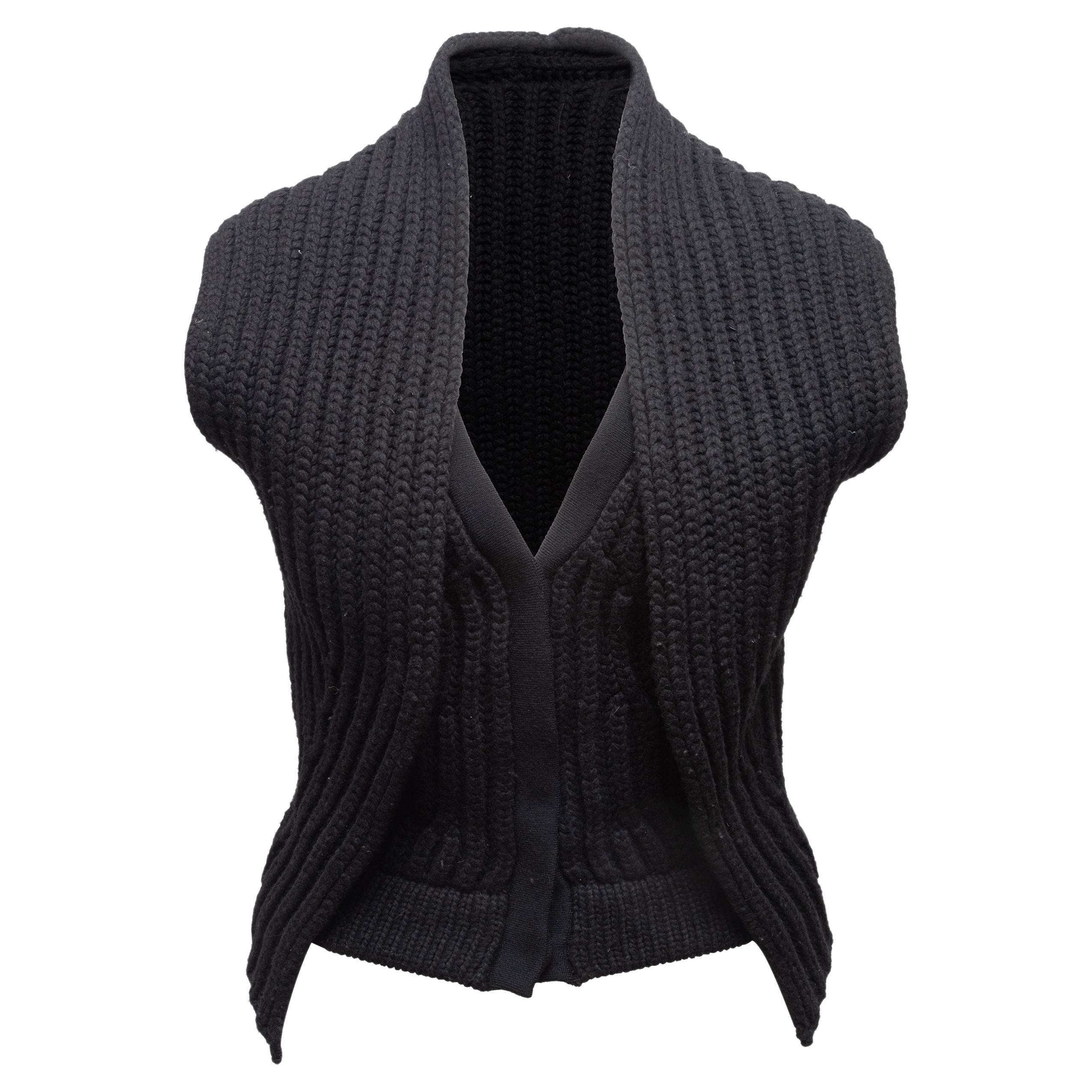 Balenciaga Black Wool Rib Knit Layered Vest