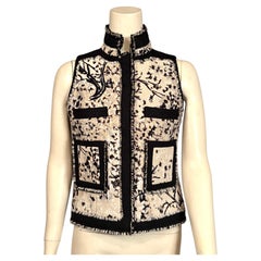 Balenciaga Black Wool Vest with Patterned Cream Wool Panels