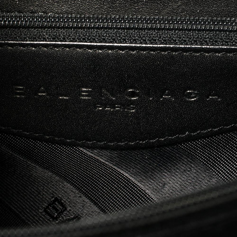 Balenciaga Schwarz gewebte Stroh und Leder Vintage Flap Umhängetasche 1