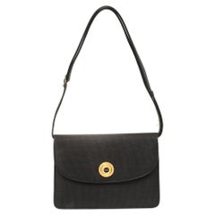Balenciaga Schwarz gewebte Stroh und Leder Vintage Flap Umhängetasche