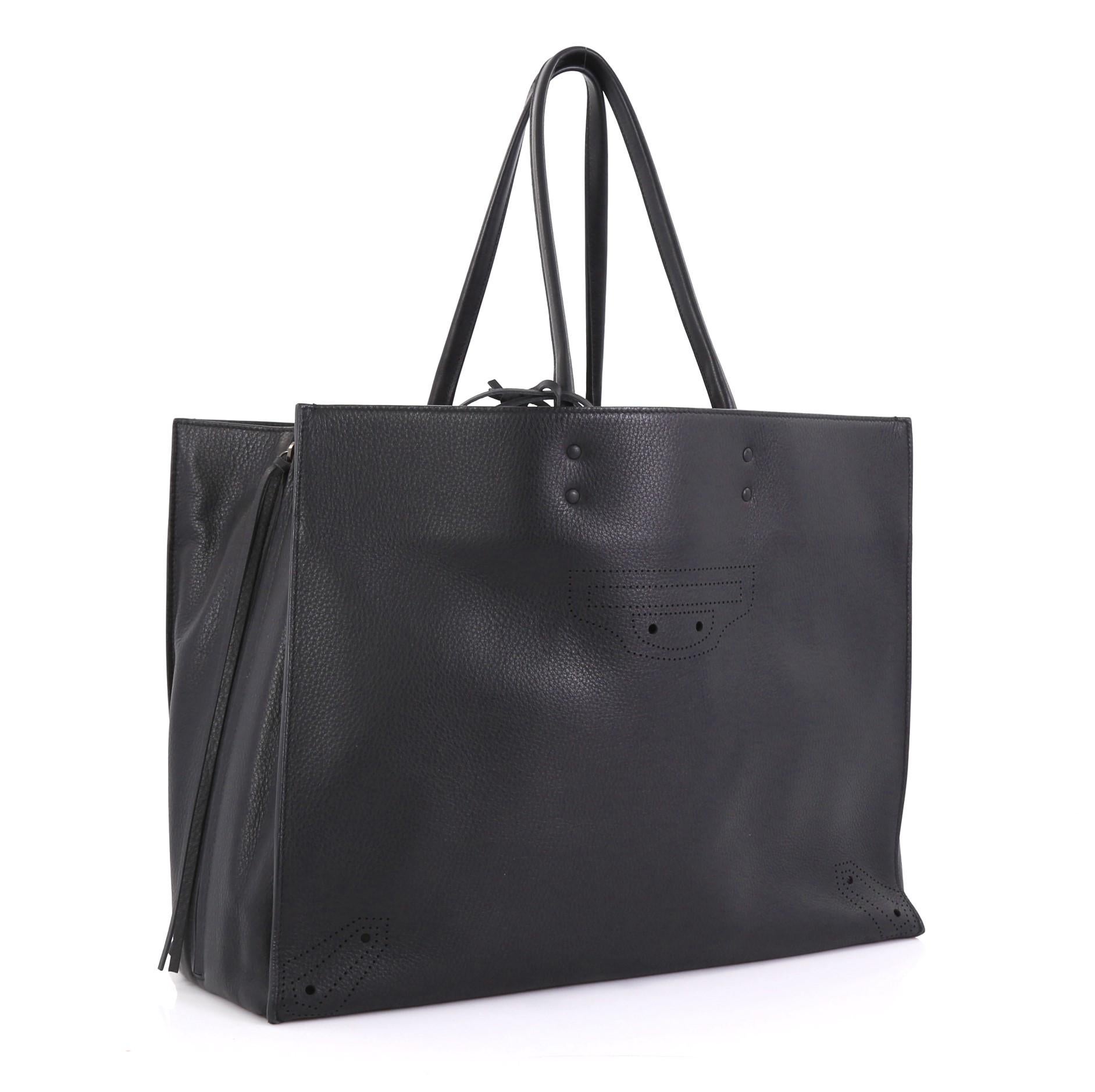 Balenciaga Blackout A4 Zip Around Tote Leather Large In Good Condition In NY, NY