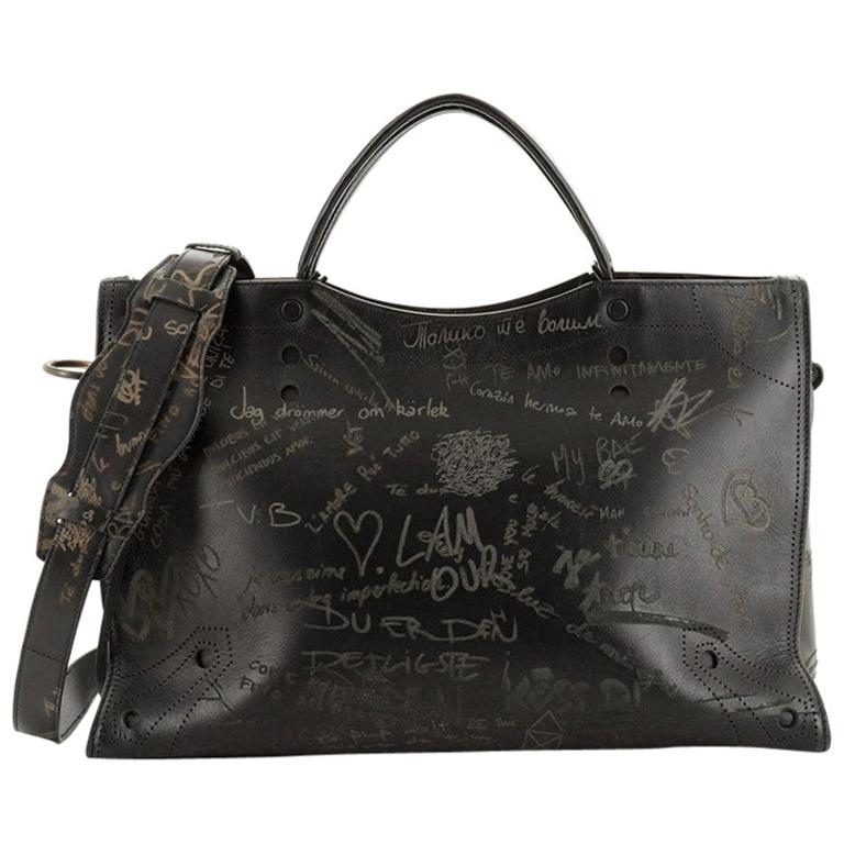 Balenciaga Blackout City Bag Printed Leather Medium