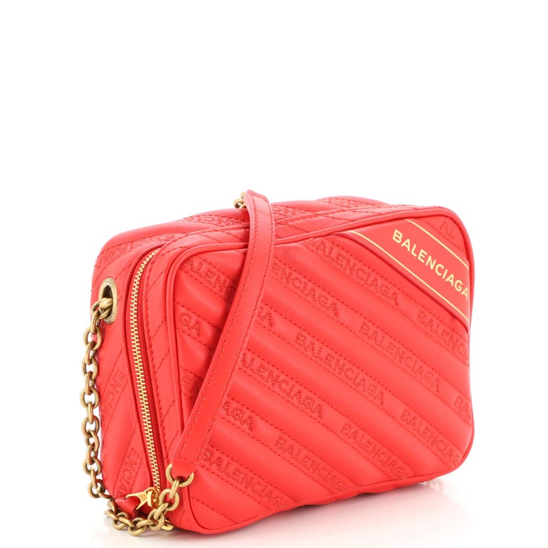 Balenciaga Blanket Reporter Shoulder Bag Quilted Embroidered Leather XS