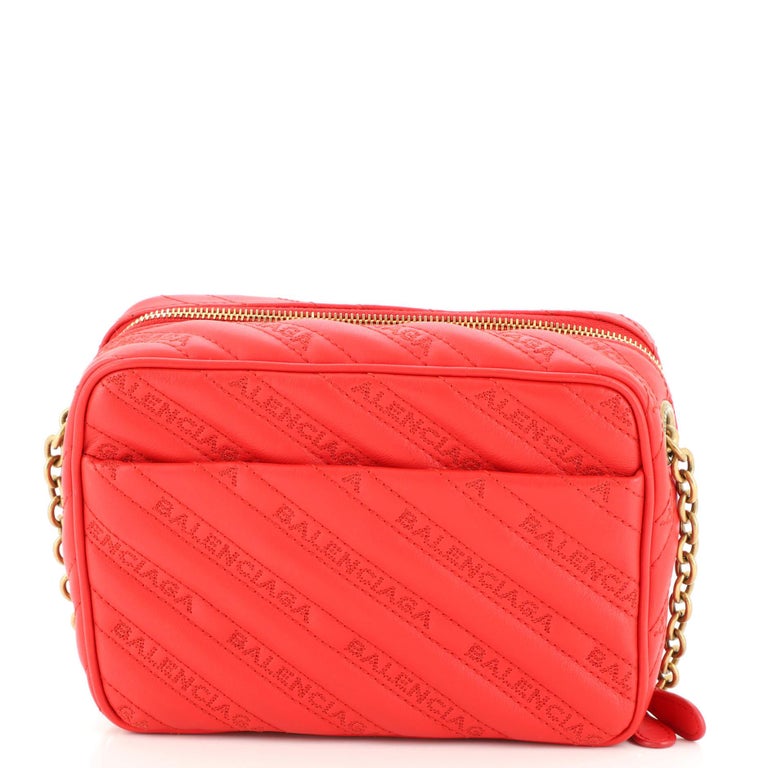 Balenciaga Blanket Reporter Shoulder Bag Quilted Embroidered Leather XS