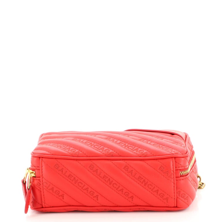 Balenciaga Blanket Reporter Shoulder Bag Quilted Embroidered Leather XS