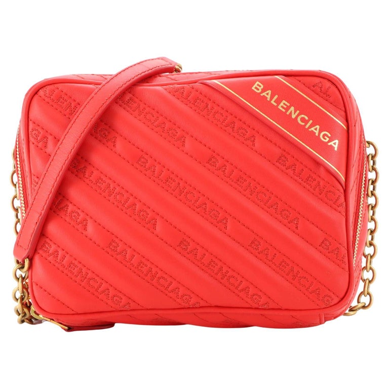 Balenciaga Blanket Reporter Shoulder Bag Quilted Embroidered Leather XS