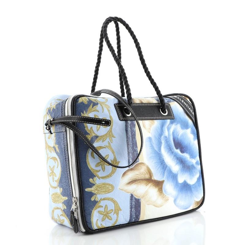 balenciaga blanket printed textured leather tote