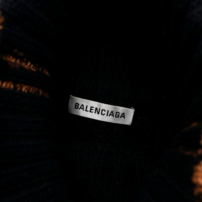 Orange Balenciaga Bleached cable-knit cotton turtleneck sweater S