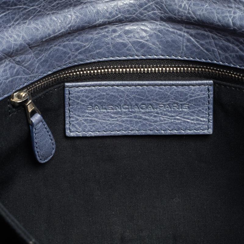 Gray Balenciaga Bleu Glacier Leather Motocross SH Envelope Clutch