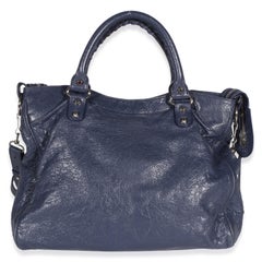 Balenciaga Bleu Obscur Agneau Silver Hardware Velo Bag