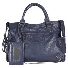 Balenciaga Bleu Obscur Agneau Silver Hardware Velo Bag