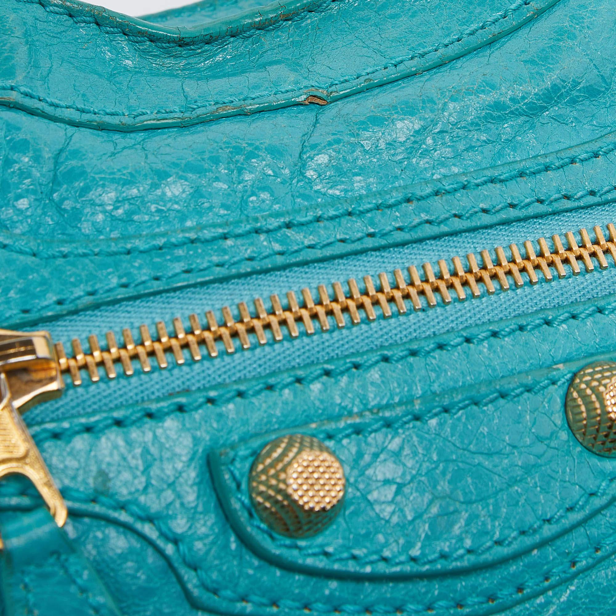 Balenciaga Bleu Tropical Mini Classic City Bag aus Leder im Angebot 1